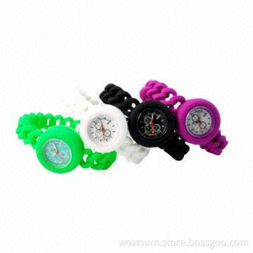Silicone Watch with Twist Band, Eco-friendly Silicone and Quartz Movement